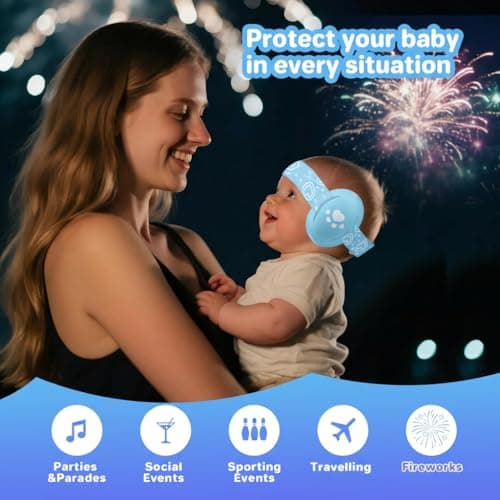 Heart Shape Baby Ear Defender for Babies and Toddlers up to 36 Months, Noise Reduction Earmuffs, Comfortable Infant Headphones for Improves Sleep, Baby Travel Essentials for Airplane/Sleep (Blue) — view 6