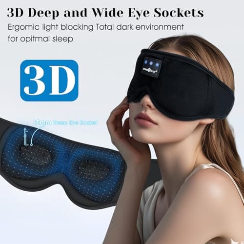 MUSICOZY Sleep Mask Headphones 100% Blackout 3D Sleep Headphones — view 4