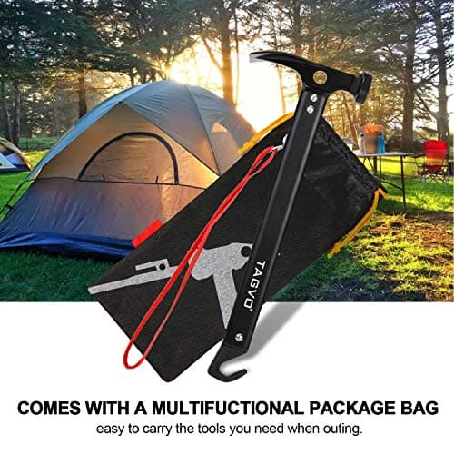 TAGVO Camping Hammer with Tent Pegs & Multifuctional Tent Stakes Removers, Multifunction Outdoor Camping Mallet Aluminum Tent Hammer with Storage Bag — view 6