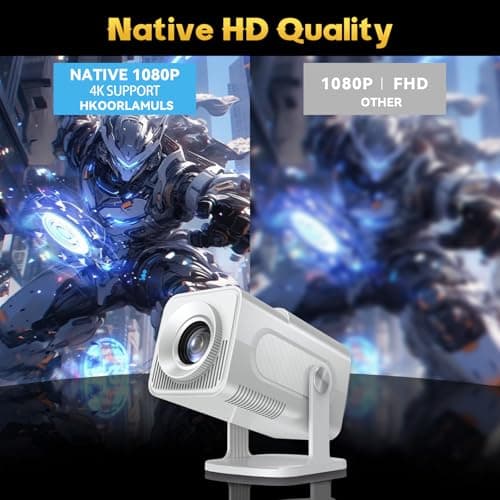 Mini Projector 4K With 2 Wireless Controller, 1920 * 1080p Home Bedroom Cinema Built-in 30000 Games, 200” Protable Smart Video Projector Support IOS/Android/Windows, Auto Keystone, WiFi 6 and BT 5.4 — view 2