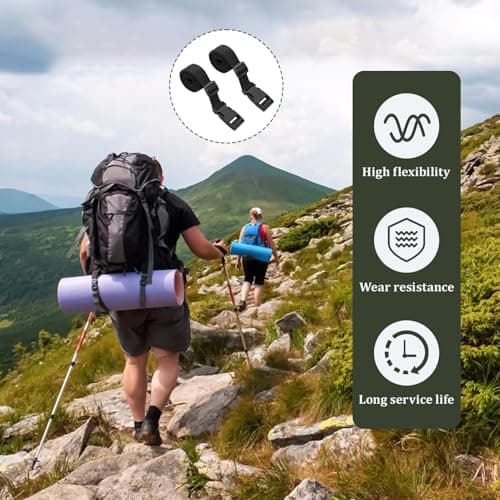 2 Pack Luggage Suitcase Straps 1.5m, Adjustable Utility Webbing Strap with Quick Release Buckle, Heavy Duty for Backpacking, Camping, Hiking, Sleeping Bag Compression, Suitcases & Gear – Black — view 5
