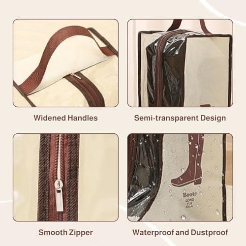 2PCS Boot Bags for Travel and Home Storage, Walking Boot Bag for Tall Boots, Dust Cover and Shoe Organizer — view 3