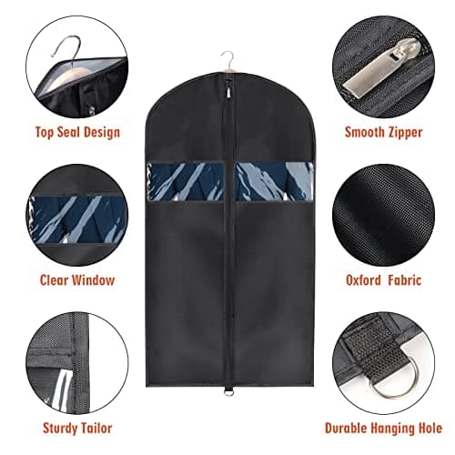 Univivi Garment Bags 43 inch Suit Bags for Storage Black, Set of 8 — view 3