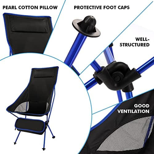 SOPPY Portable High-Back Camp Chair for Beach and Festivals, Cobalt Blue — view 4