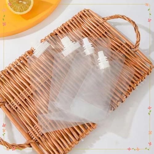 Yukiyi 20pcs 500ml Refillable Clear Drink Pouches for Festivals Essentials Festival Accessories Travel Plastic Drinks Juice Bags Drink Container Party Halloween Cold Beverage — view 3