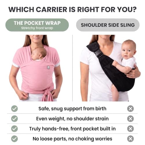 Trekki Pocket Wrap™ Baby Sling Carrier, Newborn to Toddler, Rose — view 4