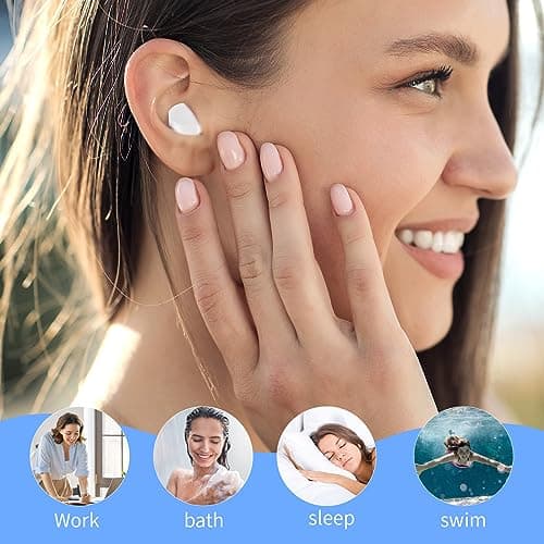 Silicone Earplugs, 6 Pairs Reusable Plastic Noise Canceling Earplugs, Waterproof for Sleeping, Swimming, Airplane, Traveling, Working, Studying, Shooting, Mowing (Transparent, 12 Pieces) — view 4