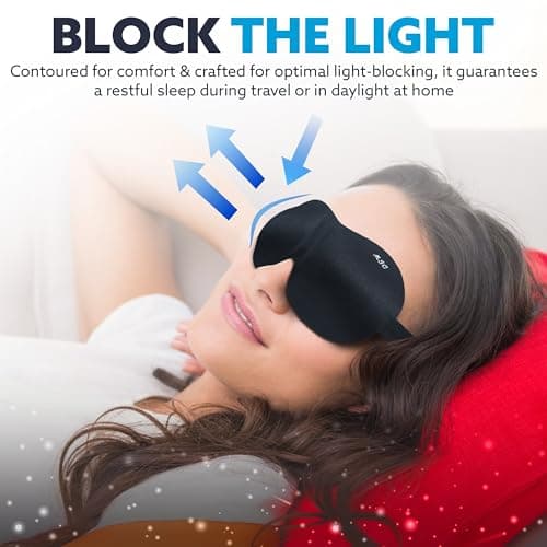 Shaped 3D Sleep Eye Mask Deep Contoured - Gift for Man or Woman, Deep Contoured Shape, Comfortable Lightweight Sleeping Mask for Travel, Shift Work or Plane Journey MSC – Black1Shaped — view 4