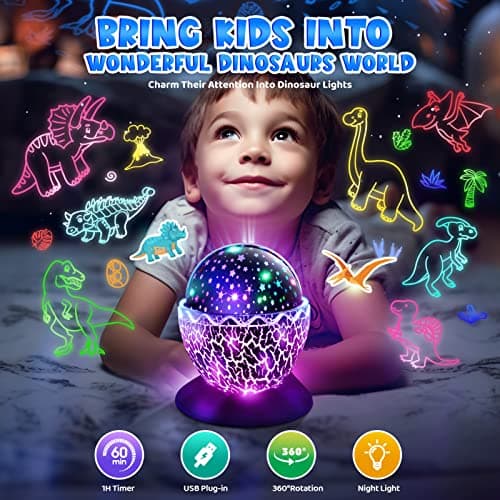 Tragik Dinosaur Toys for Boys, Toys for 1 2 3 4 5 6 Year Olds Boys Gifts Easter Gifts for Kids Night Light Baby Lights Projector Sensory Lights Baby Boy Baby Girl Gift Toddler Toy Birthday Gift — view 3