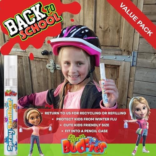 Germ Buddies Hand Sanitizer Spray Pen – 75% Alcohol, Gentle Formula, Kid-Friendly & Portable Antiseptic | Kills 99.9% Germs | Cute Clip-On Perfect for Pockets — view 3