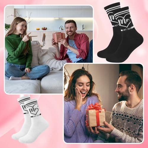 Zuimei Engagement Wedding Gifts for Couples Friends Her Him MR&MRS Socks — view 6
