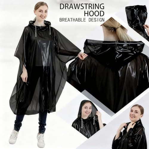 SWOGAA Disposable Rain Ponchos for Adults 6 Pack Extra Thick — view 5