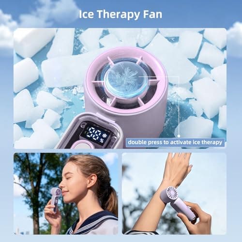 SahCognitual Handheld Fan,Portable Handheld Fan with Ice Cooler,Hand Fan USB Rechargeable,Mini Turbo Hand/Desk Fan,Ultra-Light Pocket Fan for Travel,Summer,Holiday Essentials for Women (Purple) — view 4