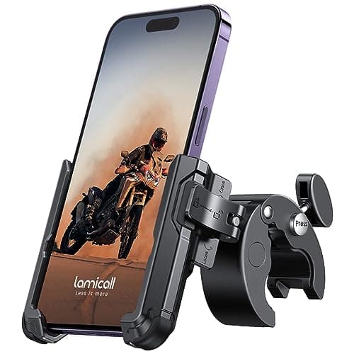 Lamicall Motorcycle Phone Holder for Filming - 【1s Quick Release】 Universal Motorbike Phone Mount Adapter, Phone Holder Bike for iPhone 17 16 15 14 13 Pro Max Plus Air, Samsung S24 Ultra, All Phones
