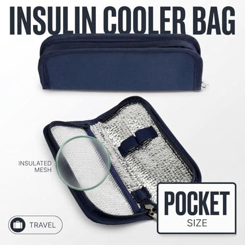 Hopzab Portable Insulin Cooler Bag, Insulated Medication Travel Case, Durable Oxford Fabric Thermal Pouch for Diabetic Supplies, Compact and Easy Carry with Secure Zipper(Navy Blue) — view 3
