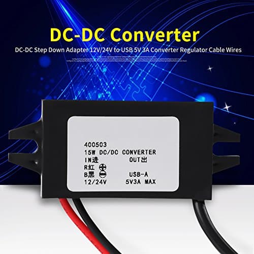 DC-DC Converter, 12V/24V to USB 5V 3A Buck Adapter DC-DC Step Down Adapter Regulator Buck Voltage Module with Cable Wires Output Power Adapter — view 4