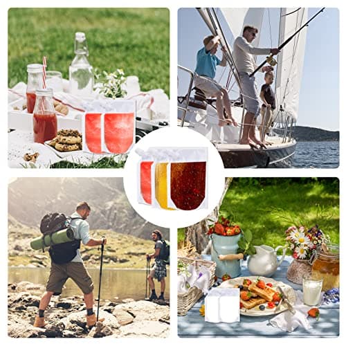 Travel Pouch,10PCS Plastic Reusable Hip Flask with Spout,Drink Pouches for Festivals Hide Alcohol,Juice, Sneak Booze, Liquor, Rum, Water-350ml — view 6