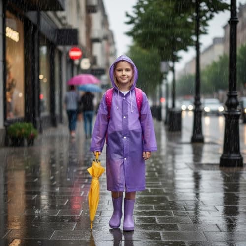YuanVellora Kids Poncho Waterproof, 2 Pack 0.18mm EVA Raincoats with Hood — view 2