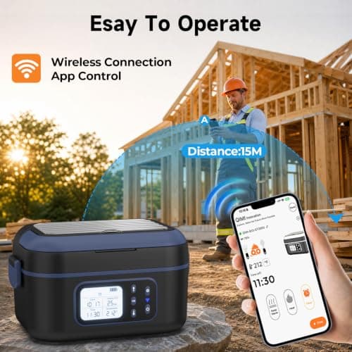FYY Cordless Electric Lunch Box for Adults with APP Control, 27000mAh Battery Powered, 1.5L Portable Timer & Leak-Proof Warmer, Smart for Men Work Travel Truck (Black) — view 3