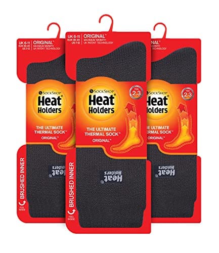 HEAT HOLDERS - 3 Pack Multipack Mens Insulated Thermal Socks for Winter (6-11, Charcoal) — view 3