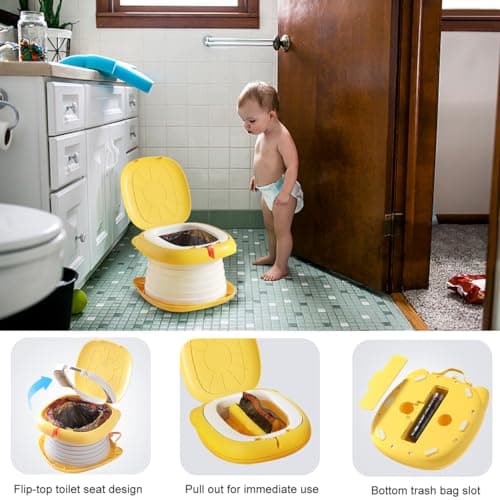 Travel Potty for Toddler Portable Foldable Potty Training Toilet for Boys Girls Baby Kids Children Indoor Outdoor,Orange — view 6