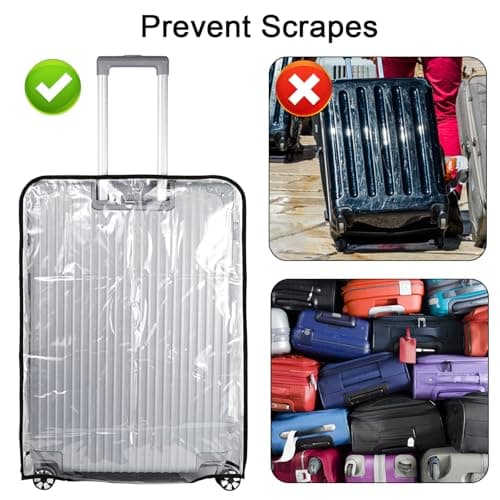 Transparent Suitcase Cover,PVC Luggage Protector Cover Waterproof Dust-Proof,Reusable 30 Inch Travel Luggage Cover with 1 Luggage Tag,Luggage Protector for Business Trip Daily Using — view 5