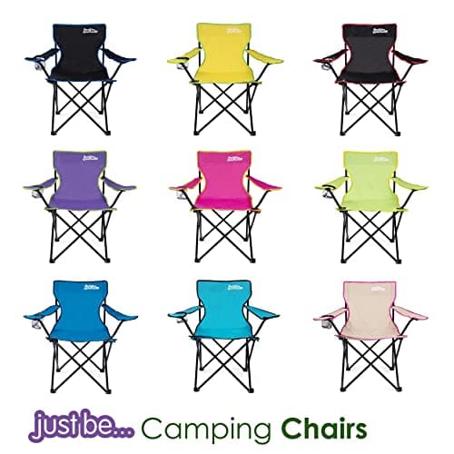 just be... Camping Chair – Lightweight, Foldable & Portable Outdoor Seat with Armrests, Cup Holder & Carry Bag | For Adults & Kids | Garden, Beach, BBQ & Fishing – Light Blue with Black Trim — view 6