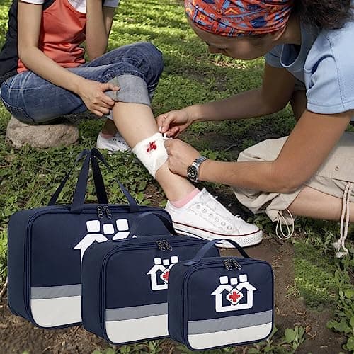 Uposao First Aid Bag Empty Small Medical Kit Pouch Portable Travel Emergency Pouch Mini Medical Bag, Drug Pack Storage Bag Empty Medication Travel Carrying Case for Car Home Camping Office Workplace — view 3