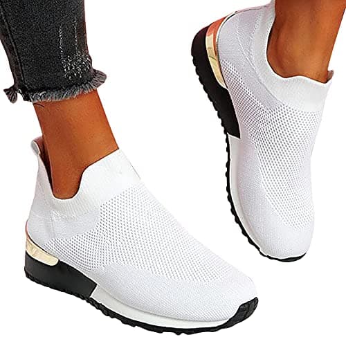 Womens Sneakers Non Slip Work Orthopedic Shoes Women Lightweight Fashion Breathable Tennis Trainers Athletic Shopping Travel Walking Shoes Arch Support Comfort Wide Fit Closed Toe Mesh