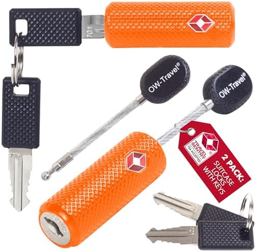 OW-Travel Suitcase Locks with Keys, TSA Approved Luggage Padlocks, Orange 2