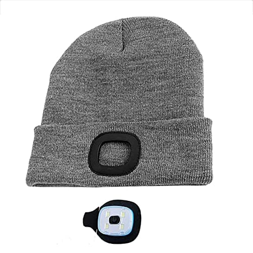 COTOP Unisex LED Headlamp Beanie Cap Men's Women Gift Winter Warm Beanie Hat Hands Free Lighted Beanie Cap for Dog Walking Night, Running, Camping,Hiking Black — view 3