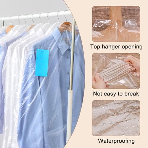 Hejo 30 Pack Plastic Clothes Covers, 60x140cm Dry Cleaning Bags — view 6