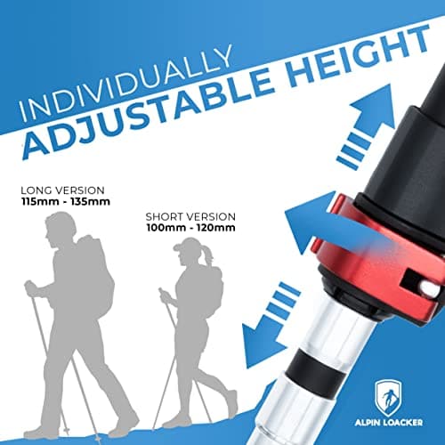 Alpin Loacker Hiking Poles Foldable Aluminium with Cork Handle I Nordic Walking Poles Women and Men for Skiing and Hiking I Lightweight Foldable Trekking Poles Telescopic for Mountain Sports, 115-135 — view 4