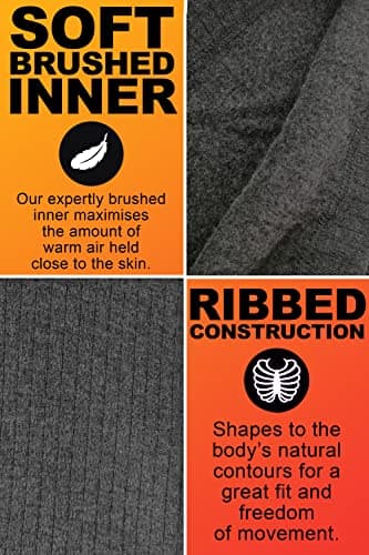HEAT HOLDERS - Mens Winter Warm Cotton Thermal Underwear Long Sleeve Top Vest (Medium (38-40" Chest), Charcoal) — view 5
