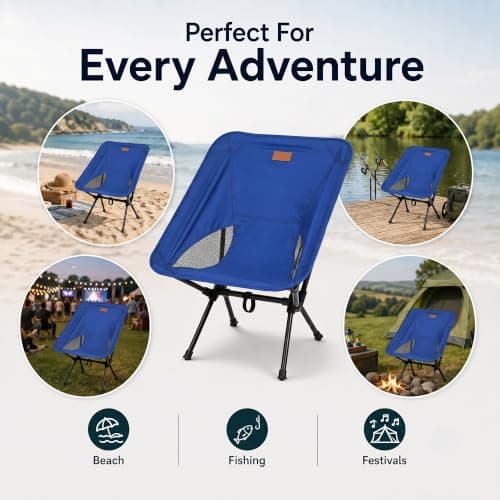 HomlyPro Folding Camping Chair, Pack of 1 - Compact & Lightweight Outdoor Chair for Adults, Comfortable Sitting, Ideal for Garden, Beach, Picnic, and Adventures (Blue) — view 6