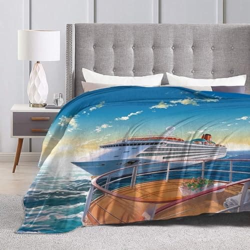 Fleece Blanket Summer Sea Cruise Throw Blankets for Couch & Bed 40"x30",Luxury Plush Cozy Flannel Blanket,Ultra-Soft Warm Lightweight Throw Blanket for All-Season Travel Camping — view 5