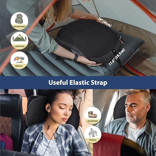TREKOLOGY Camping Pillow - Premium Inflatable Pillow for Camping, Beach, and Travel - Ultimate Comfort for Adults (Grey) — view 4