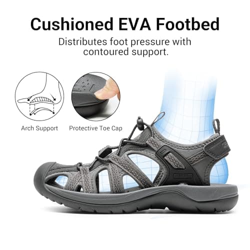 DREAM PAIRS Women Lightweight Hiking Sandals,Size 9,Black/Dark Grey — view 3