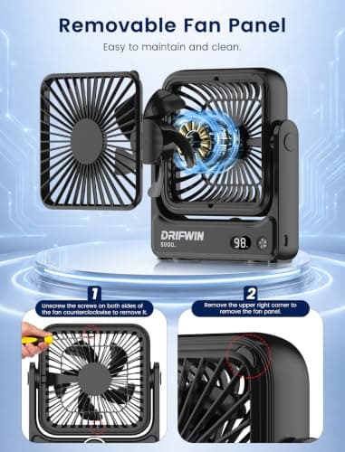 Magnetic Travel Fan, 5000mAh Ultra-Slim Cruise Approved Fan Rechargeable, 4-Speed, Hook Design, Portable Fan for Cruise Ship Cabin, Bedroom Sleeping, Camping, Travel & Cruise Essentials 2026 — view 6