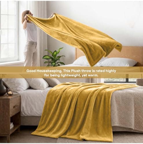 IR Imperial Rooms Fleece Blanket Mustard Yellow, Throw/Single 130X150 Cm — view 3