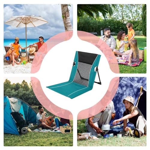 Foldable Low Profile Beach Chair with Back Support, Portable Pool Lounge Chair, Lightweight Outdoor Camping Ground Chairs with Carry Bag, Breathable Mesh Seat for Poolside Picnic Lawn Beach Garden — view 4