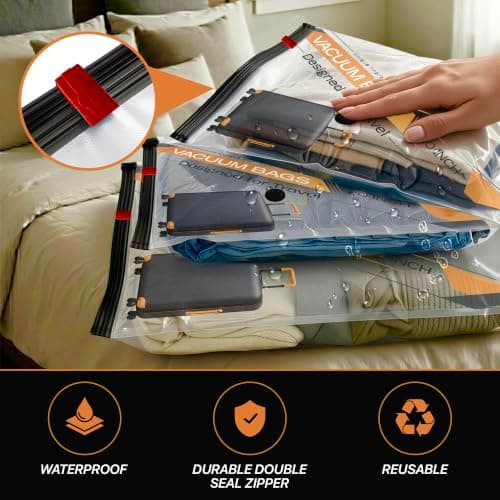 15 Pack Reusable Vacuum Storage Bags for Travel with Electical Wireless Pump - Airline Approved Space Saving Compression Bags for Clothes - Luggage Organiser Set for Suitcases, Holidays — view 3