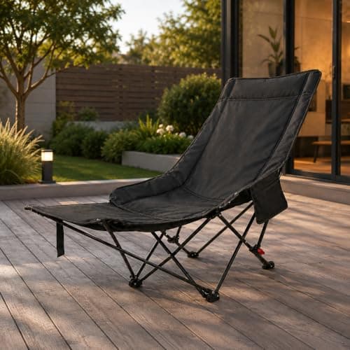 Emirates Living Reclining Camping Chair | 2 in1 Foldable Lounge Chair Bed with Adjustable Backrest | Extra Thick Cotton Padding | Portable Outdoor Chair for Garden, Camping & Travel — view 5