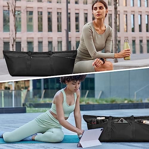 sportsnew Large Yoga Mat Bag for Women Gym Bag with Shoes Bag, Black — view 6