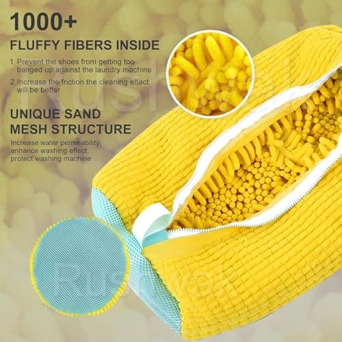 Rushwak Shoe Washing Machine Bag Laundry Shoes Bag for Washer and Dryer Reusable and Durable Zipper Plush Washing Machine Bags for Sneakers, Running Shoes, Sock and Toys — view 5