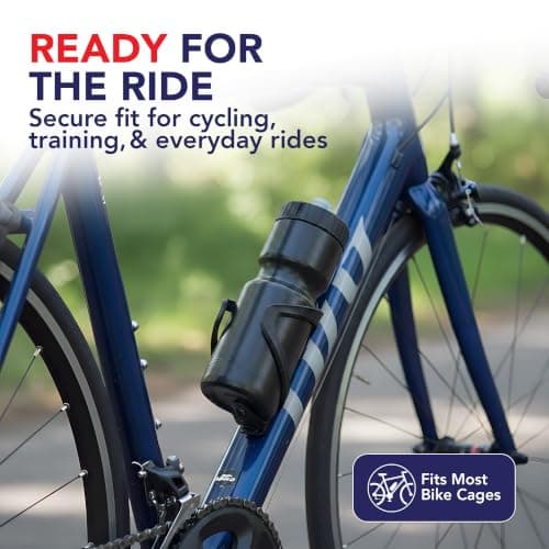 50 Strong Sports Water Bottles 6-Pack – Reusable 22 oz BPA-Free Plastic Bottles with Pull Top Cap – Made in USA – Top Rack Dishwasher Safe – Fits Most Bike Cages Brand - Black — view 6