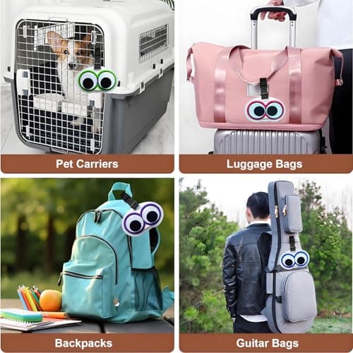 2PCS Luggage Tag for Suitcases, Funny Wiggle Eyes Suitcase Tags Silicone Secure Suitcase Labels for Travel, Baggage Name Labels Suitcases ID Tags Handbag Tag for Men Women Girls Boys, Pink/Blue — view 5
