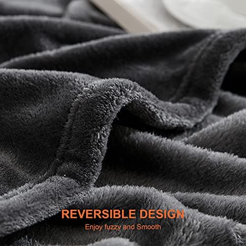 EHEYCIGA Double Fleece Throw Blanket for Sofa 150x200cm, Charcoal — view 5