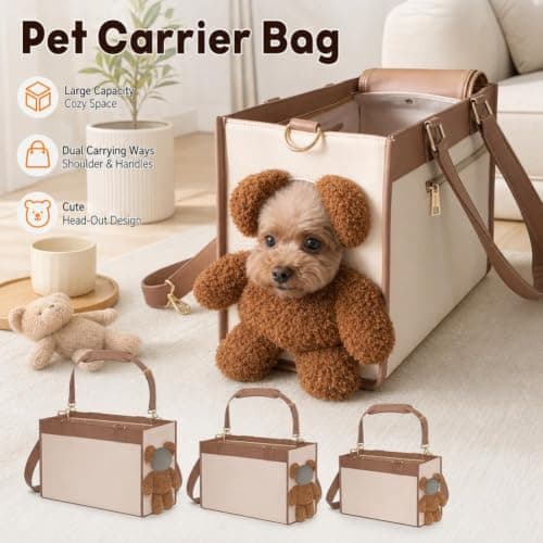 Bear Dog Carrier Bag, 2-in-1 Breathable Pet Tote for Small Dogs (M) — view 3