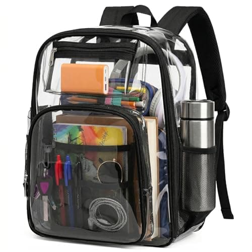 Wrbugukeji Clear Backpack, Transparent Daypack, PVC Waterproof See Through Rucksack See Through Crossbody Bag for Work Travel Concert Sports Unisex(43x31x15cm)